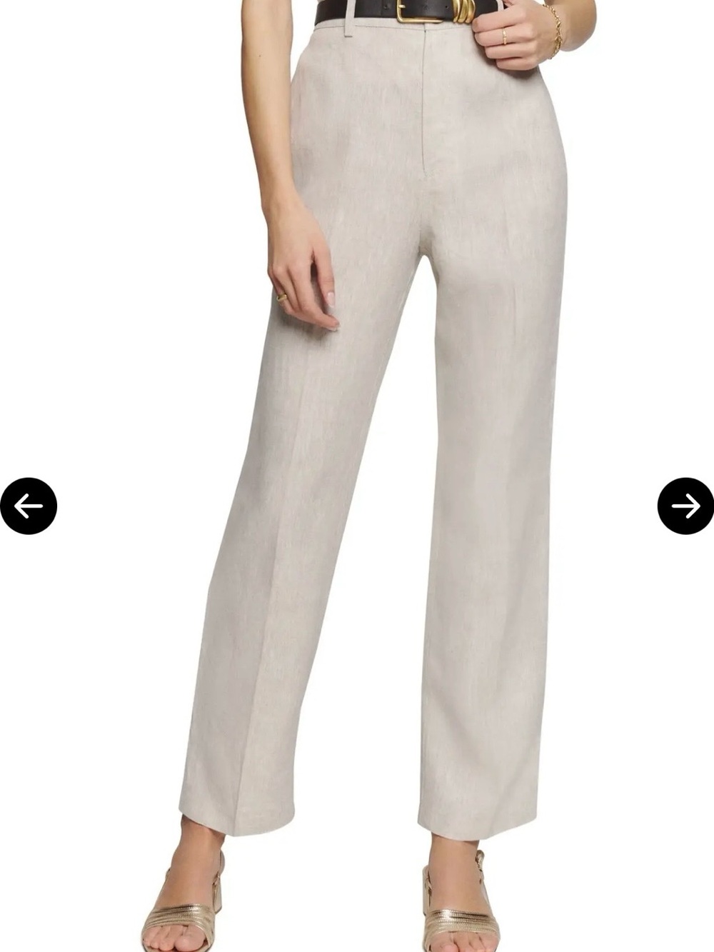Reformation Wide-Leg High-Rise Pants in Light Taupe